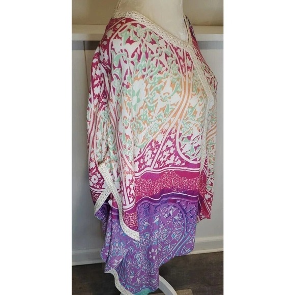CHICO’S Metallic Crochet Neckline Poncho Topper Sz S/M - Picture 3 of 7